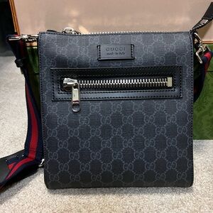 GUCCI - Unisex Medium Black/Gray Gucci Crossbody Messenger Bag